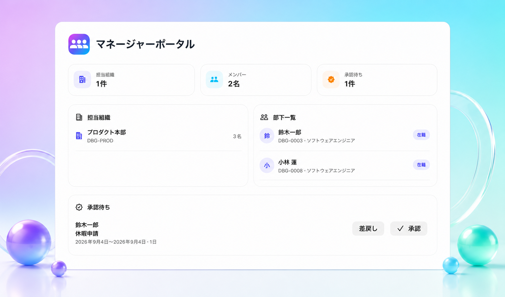 BLTP JINVAのマネージャーポータル製品画面
